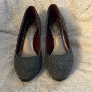 Gray wool shoes.